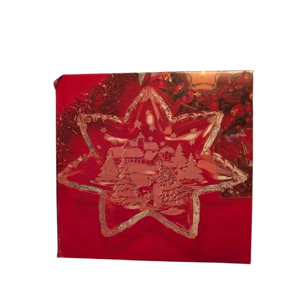 Vintage‎ Mikasa Christmas Star Server Winter Christmas Glass Serving Dish